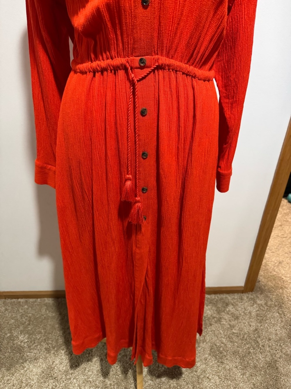 Banana Republic Women's Orange Button-Front Maxi Shirt Dress Size M - Picture 8 of 13